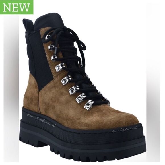 BNIB Marc Fisher Brown Suede Platform Lace Up Boots Sz 10 - Picture 10 of 10